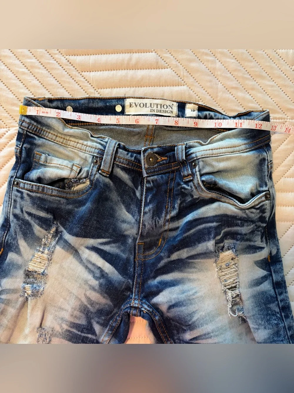 Evolution In Design Boys' Distressed Blue Denim Shorts Size 10